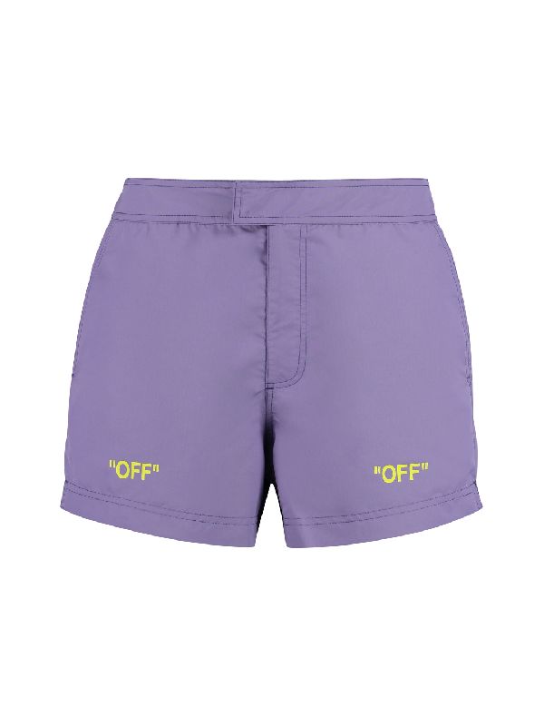 Off Logo Printing Swim Shorts