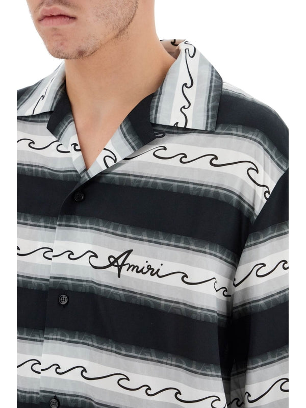 Stripe Viscose Short Sleeve Shirt