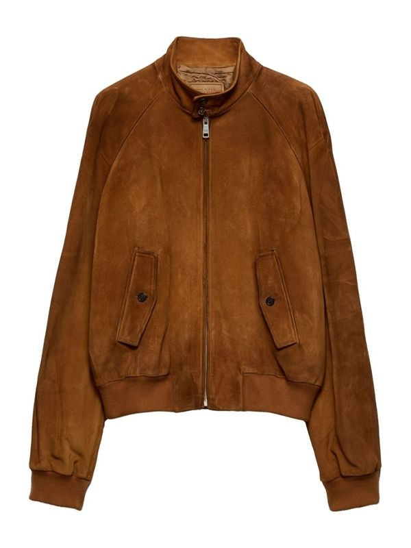 Back Triangle Logo High-neck Leather Jacket