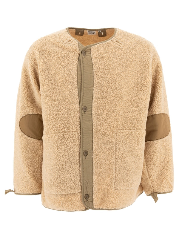 Crewneck Shearling Button-Up Jacket