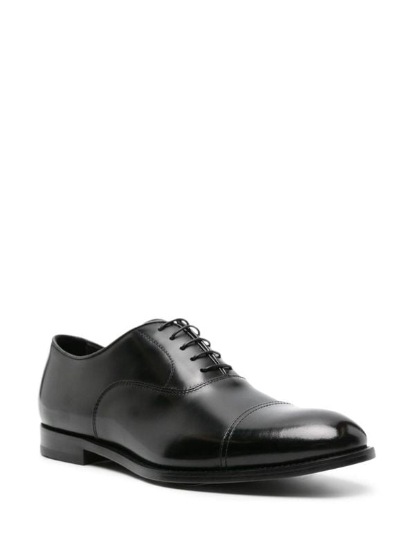 Black Brushed Leather Lace-Up Shoes