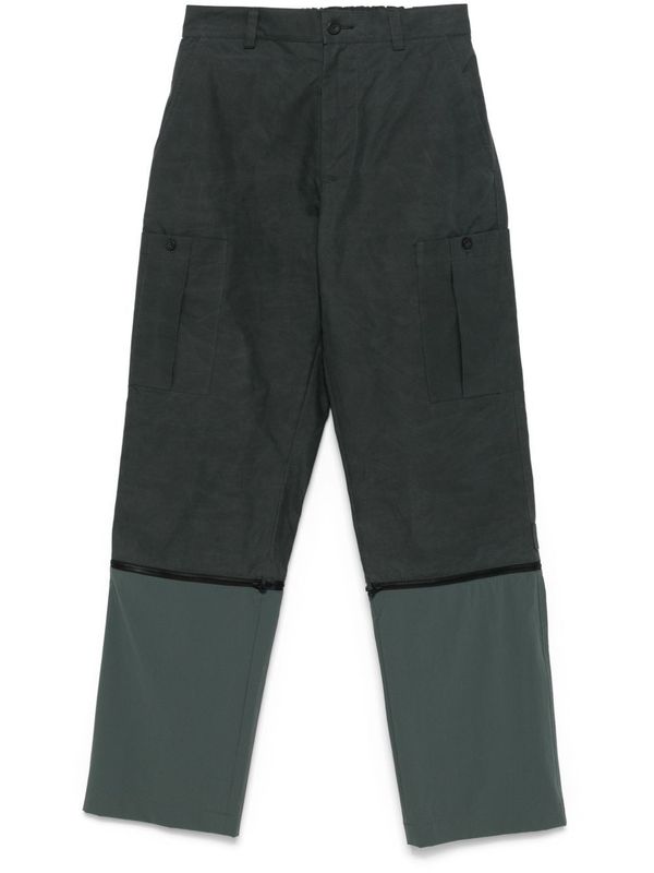 Bi Color Waxed Cotton Cargo Pants