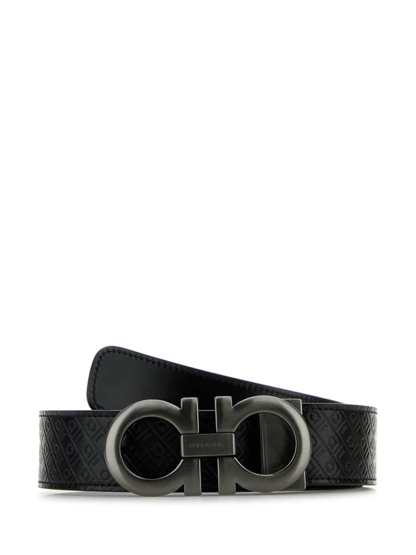 Double Gancini Leather Belt