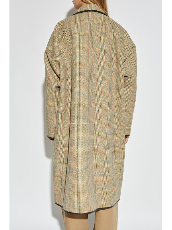 Check Pattern Wool Blend Coat