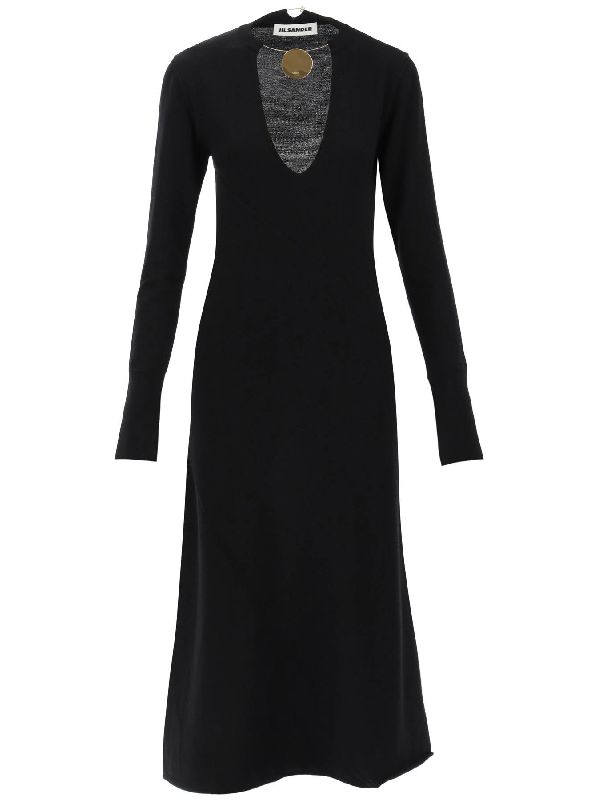 V-Neck Virgin Wool Knit Dress