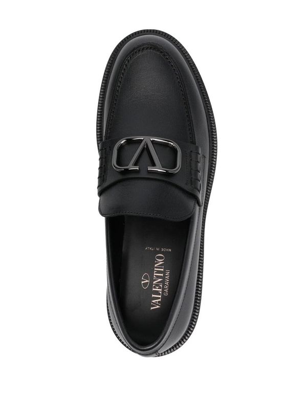 V Logo Leather Loafer