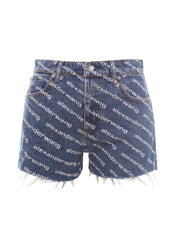 Allover Logo Bite Denim Shorts