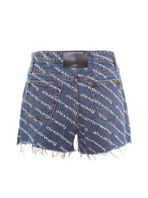 Allover Logo Bite Denim Shorts