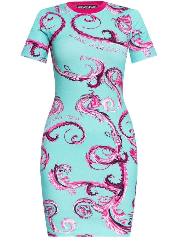 Allover Print Cotton Mini Dress