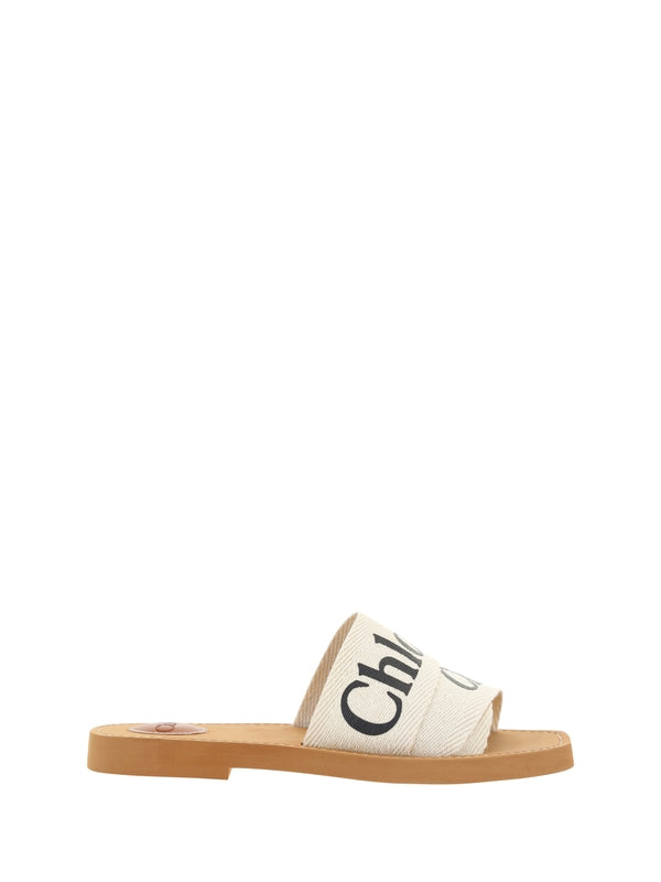 Woody Logo Linen Sandals