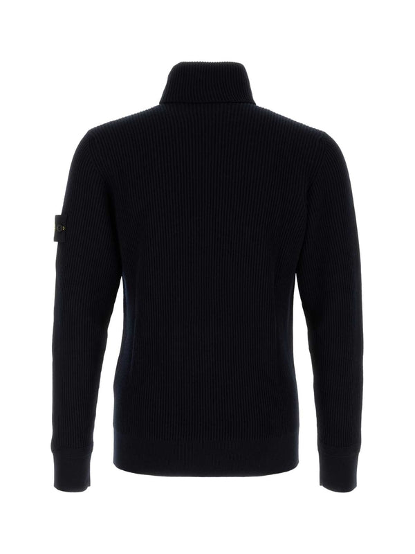 Woven Patch High Neck Wool
  Knit