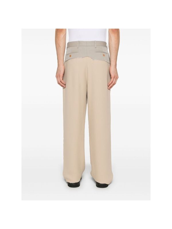 Color Block Virgin Wool Straight Pants