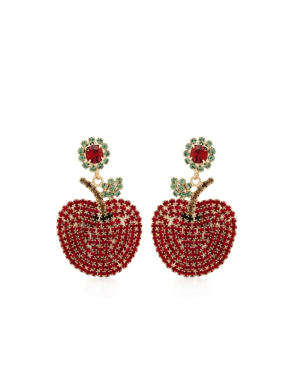 Rhinestone Apple Earrings