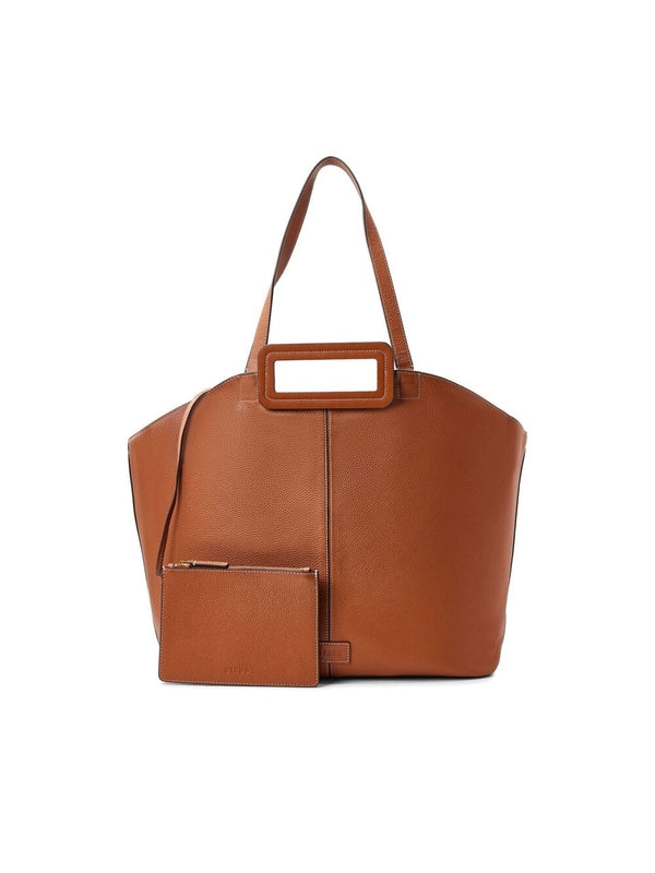 Logo Embellished Leather Tote Bag