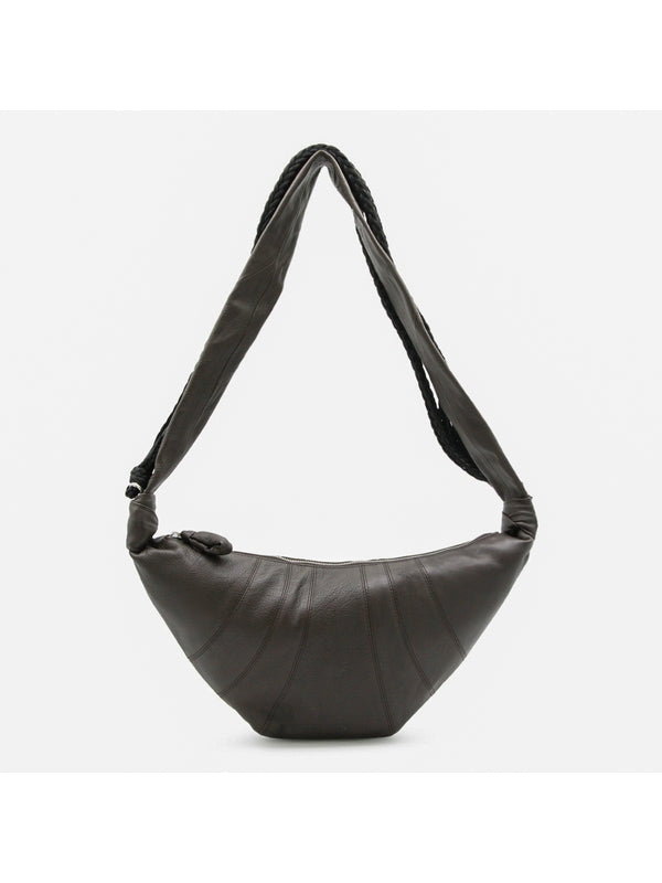 Braided Croissant Medium Brown Cross Bags