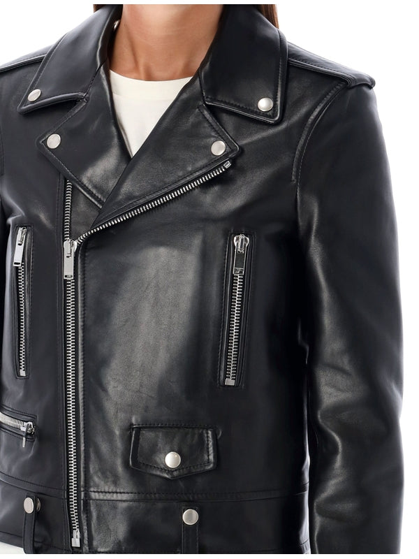 Black Lambskin Biker Jacket