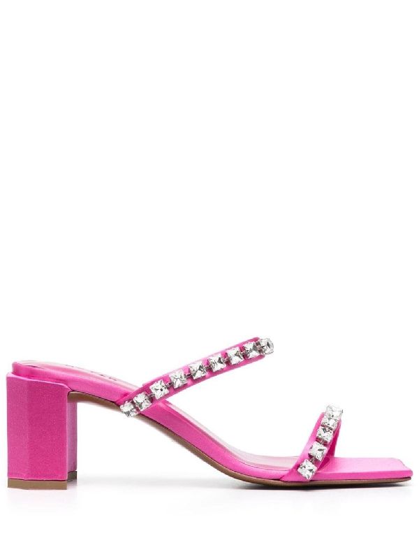 Tanya Crystal Strap Mule Sandal Heels