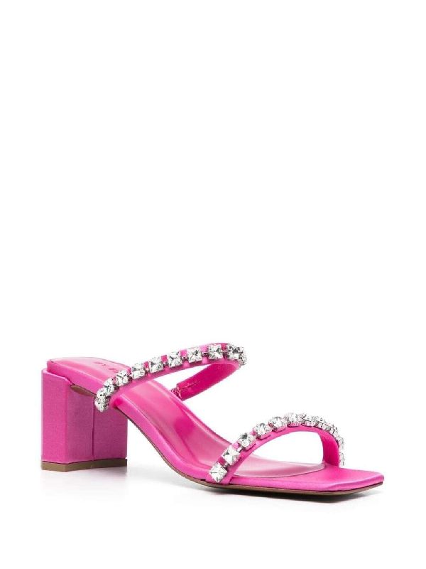 Tanya Crystal Strap Mule Sandal Heels