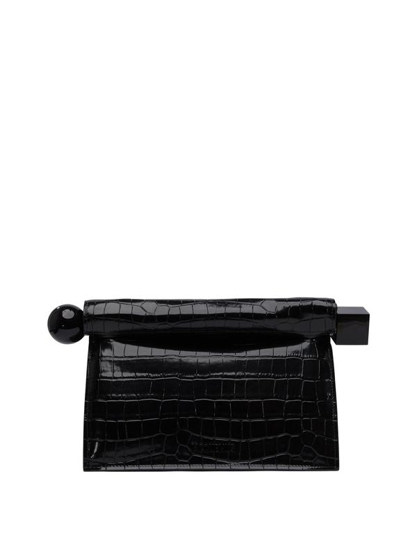 Crocodile Effect Leather Clutch Bag