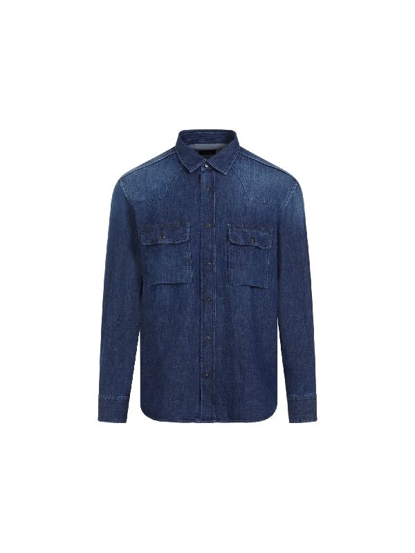 Flap Pocket Denim Western Shirt