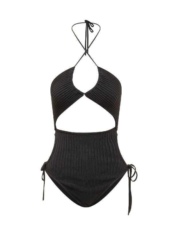 Cut-Out Ribbed Knit Bodysuit