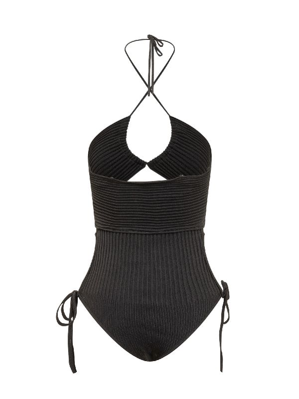 Cut-Out Ribbed Knit Bodysuit