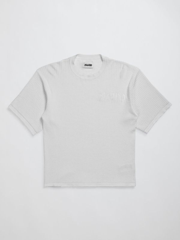 Logo Embossed Ribbed Cotton Short-Sleeved Knit