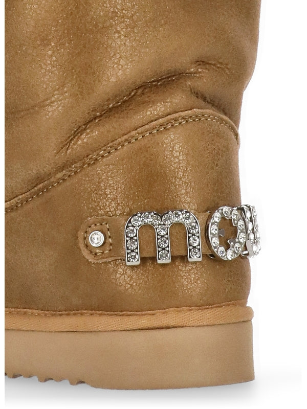 Eskimo Rhinestone Logo Ankle Boots