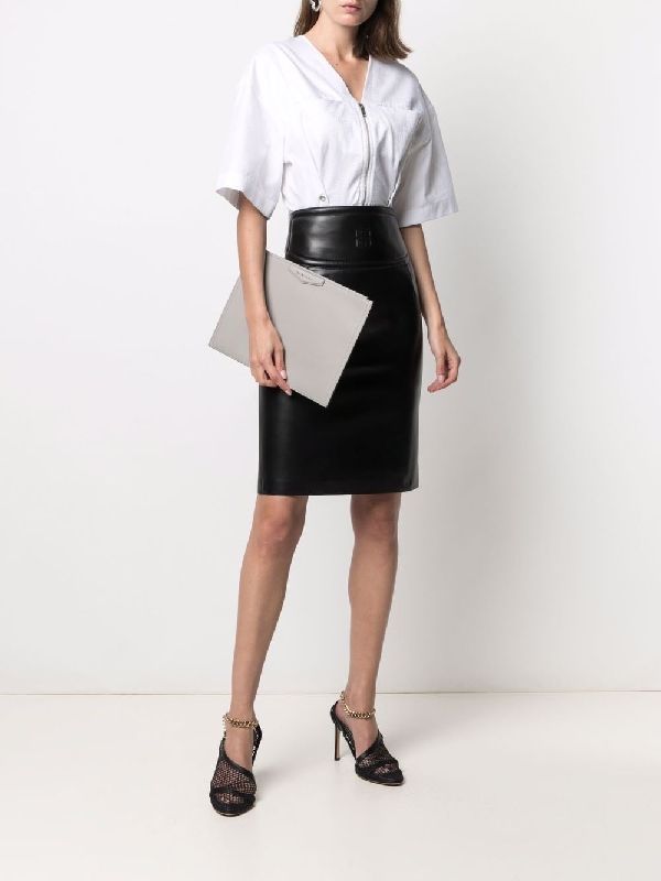 4g Logo Leather Midi Skirt