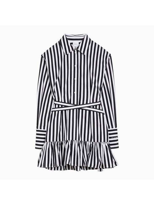 Patou Black/white striped cotton mini chemisier dress Mini Dress