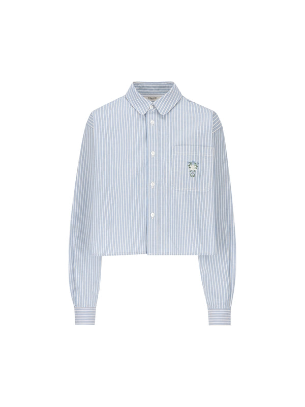 Triofe Logo Embroidered Stripe Cotton Shirt