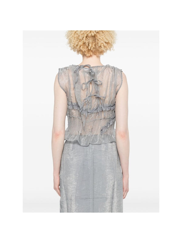 Uphi Ruffle Detail Sheer
  Sleeveless Top