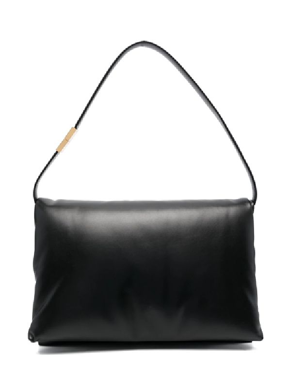 Black Calfskin Large Prism Shoulder Bag