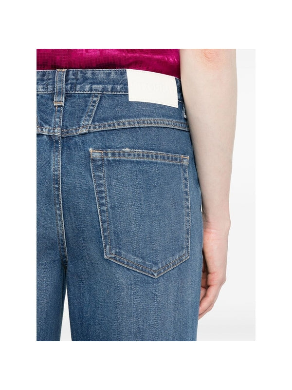 Back Logo Patch Cotton Denim
  Pants