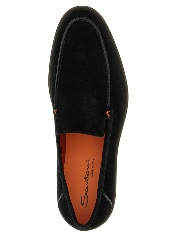 Santoni Black Loafers