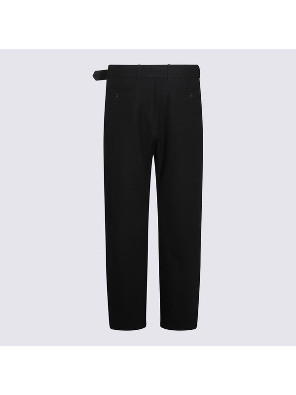 Black Belt Wool Pants