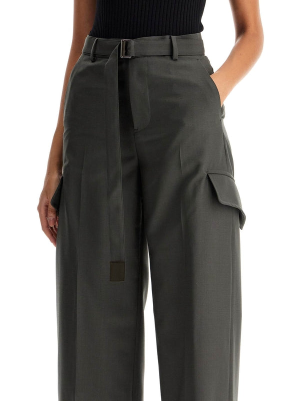 Wool Blend Belt Detail Pants