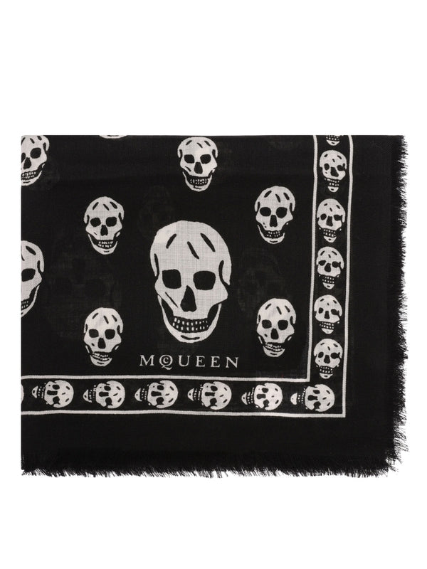Alexander Mcqueen Black Wool Mufflers