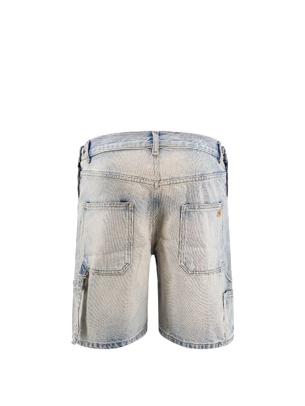 Back Pocket Logo Embroidery Denim Shorts