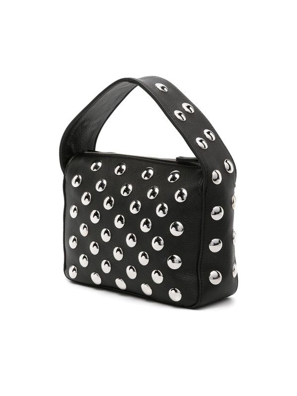 Stud Embellished Leather Tote
  Bag