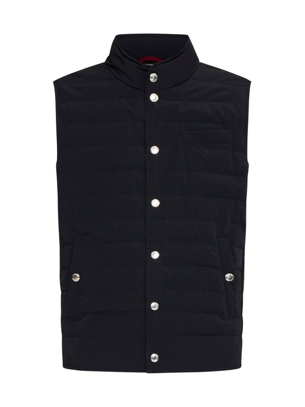 Black Quilted High Neck
  Padding Vest