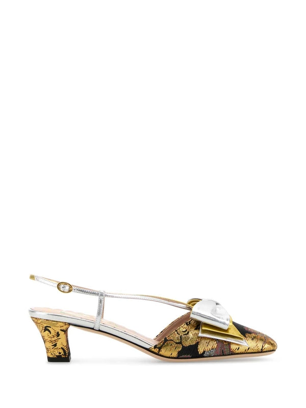 Bowow Logo Bow Jacquard Sandal Heels