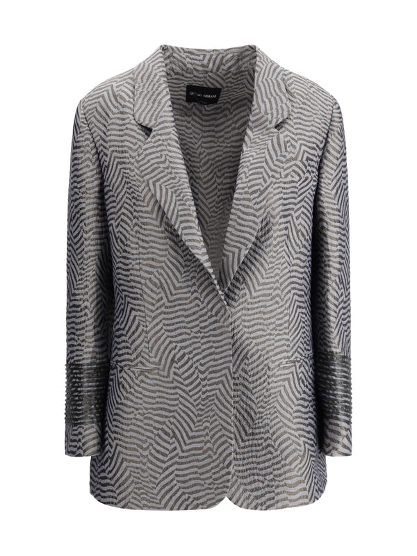 All-Over Pattern Silk Blend Tailored Jacket