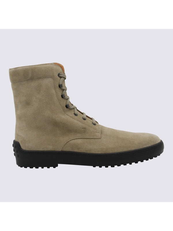Tod'S Beige Lace-Up Boots