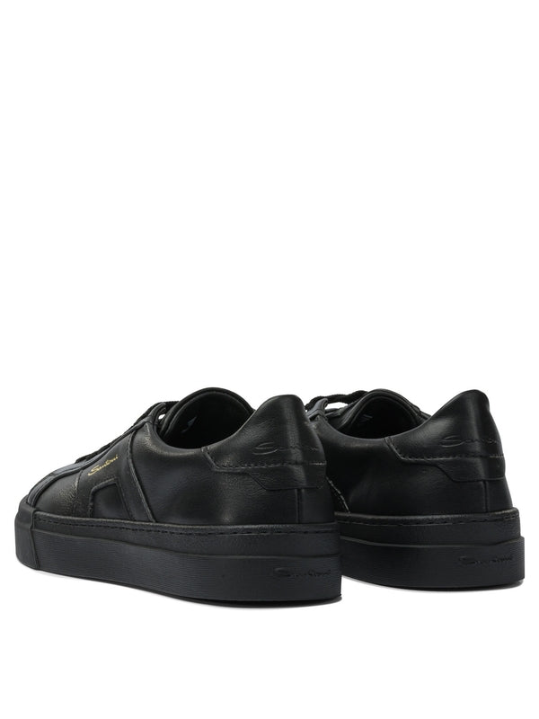 Santoni Black Low Top Sneakers