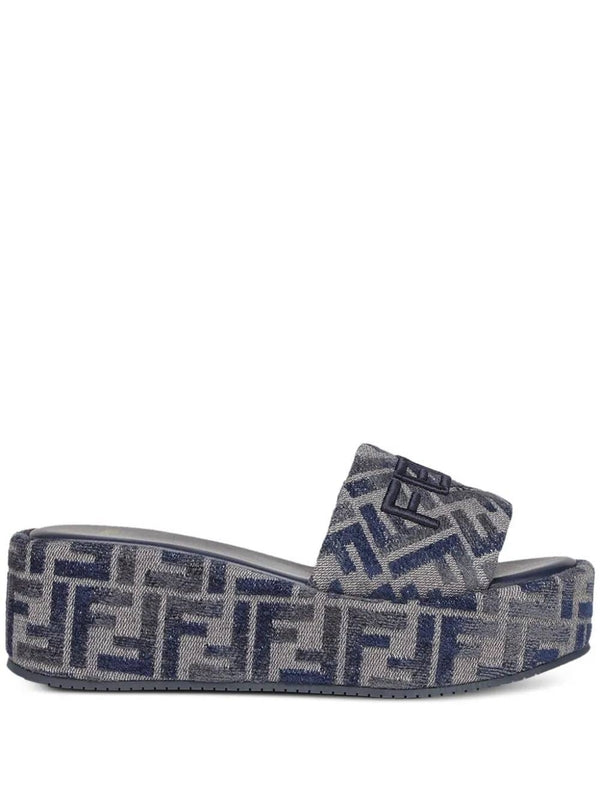 Sunshine FF Logo Pattern Denim Wedge
  Sandals