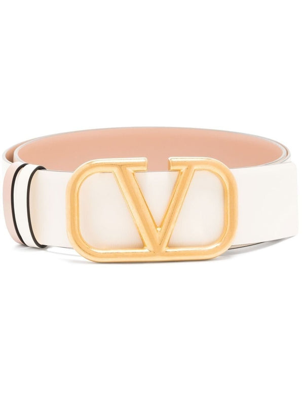 V Logo Reversible Leather Belt