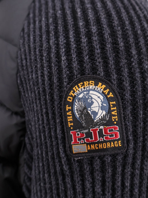 Logo Patch Wool Knit Puffer