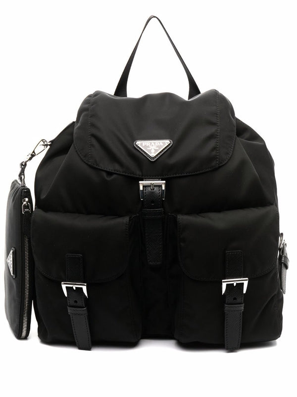 Triangle Logo Buckle Nylon Backpack