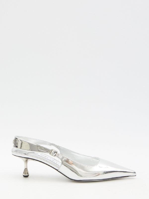 Amel Metallic Leather Slingback Heels